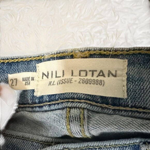 Nili Lotan Jeans Womens 29x32 Blue Celia Flare Leg Made in USA Distressed Denim - Picture 5 of 12